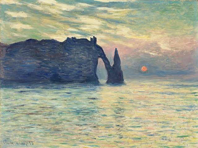 The Cliff at Étretat at sunset