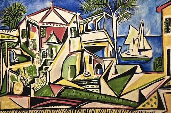 Cubist Mediterranean landscape