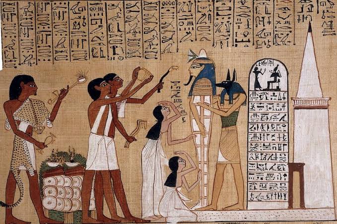 Egyptian funerary papyrus with Anubis